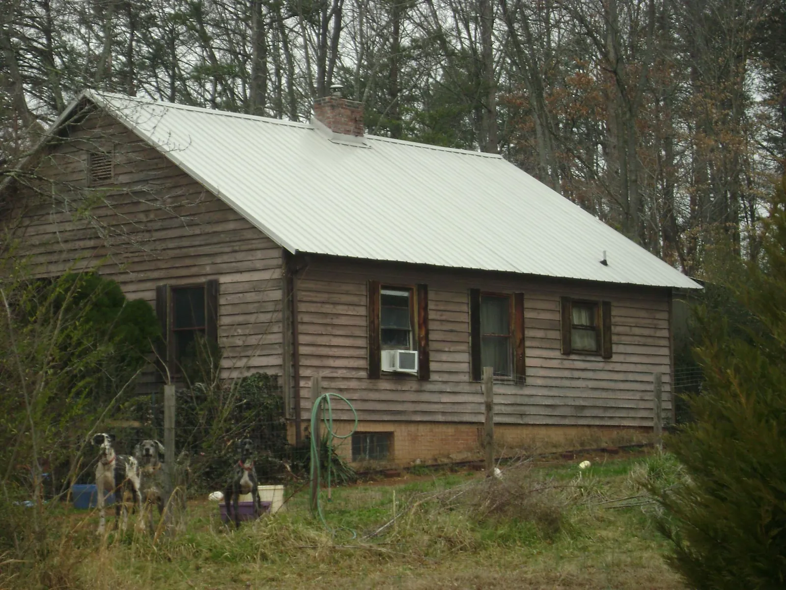 White metal roof on an old wood sided farmhouse, from a Metal Roof Installation job in Fruitport